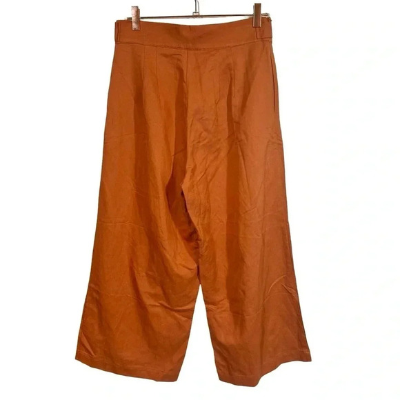 Amour Vert Frankie Cropped Wide Leg Cotton Linen Pants in Terracotta - Picture 5 of 12